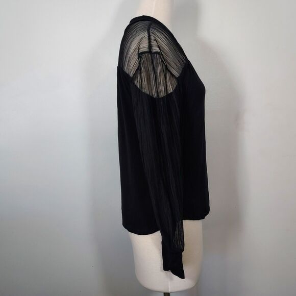 Maurices Womens Whimsigoth Shirt Top Size Medium Sheer Black Lace Long Sleeve - Picture 5 of 12